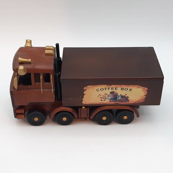 Vintage Wooden Model Truck With Coffee Box - Picture 1 of 11